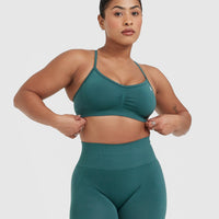 Effortless Strappy Bralette with White Logo | Marine Teal