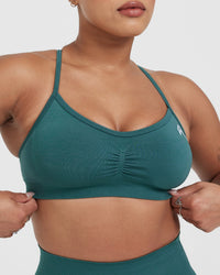Effortless Strappy Bralette with White Logo | Marine Teal