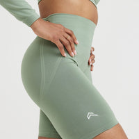 Effortless Seamless Cycling Shorts with White Logo | Sage