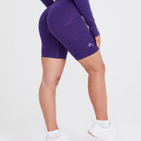 Effortless Seamless Cycling Shorts with White Logo | Amethyst