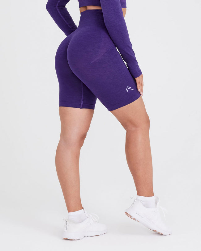 Effortless Seamless Cycling Shorts with White Logo | Amethyst