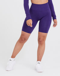 Effortless Seamless Cycling Shorts with White Logo | Amethyst