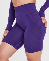 Effortless Seamless Cycling Shorts with White Logo | Amethyst