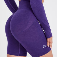 Effortless Seamless Cycling Shorts with White Logo | Amethyst