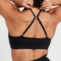 Effortless Micro Bralette with White Logo | Black