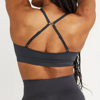 Effortless Micro Bralette with White Logo | Coal