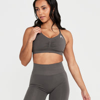 Effortless Micro Bralette with White Logo | Deep Taupe