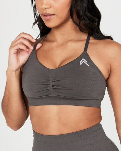 Effortless Micro Bralette with White Logo | Deep Taupe