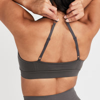 Effortless Micro Bralette with White Logo | Deep Taupe