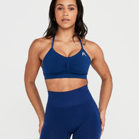 Effortless Micro Bralette with White Logo | Midnight