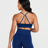 Effortless Micro Bralette with White Logo | Midnight