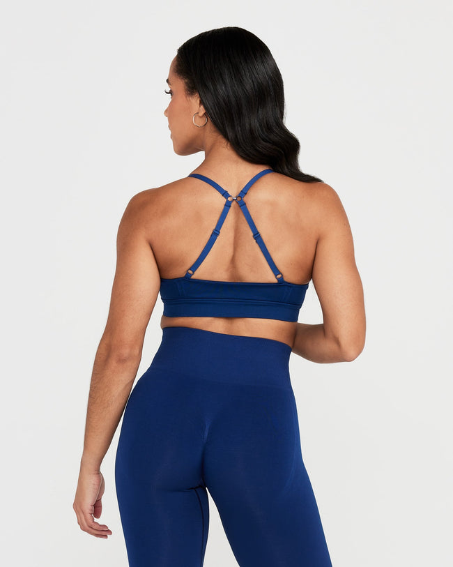 Effortless Micro Bralette with White Logo | Midnight