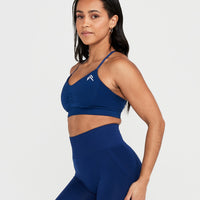 Effortless Micro Bralette with White Logo | Midnight