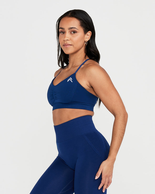 Effortless Micro Bralette with White Logo | Midnight