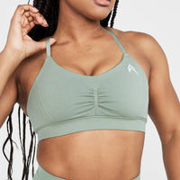 Effortless Micro Bralette with White Logo | Sage