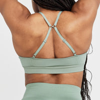 Effortless Micro Bralette with White Logo | Sage