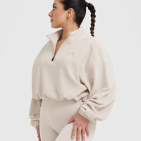 Fleece Oversized Crop 1/2 Zip Sweatshirt | Sand