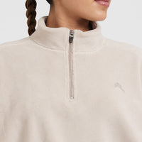 Fleece Oversized Crop 1/2 Zip Sweatshirt | Sand
