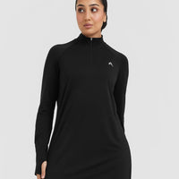 Go To Seamless Loose Long Sleeve Longline Top | Black
