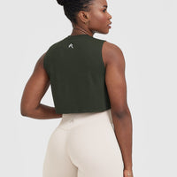 Go To Muscle Crop Vest | Khaki Green