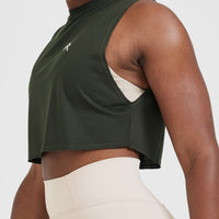Go To Muscle Crop Vest | Khaki Green