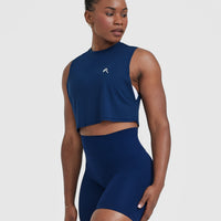 Go To Muscle Crop Vest | Midnight Blue