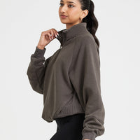 Classic Lounge 1/2 Zip Sweatshirt | Deep Taupe