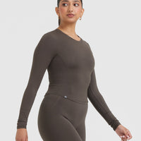 Mellow™ Soft Mid Long Sleeve Top | Deep Taupe