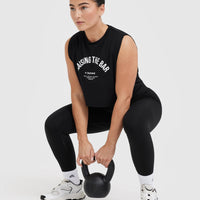 Raising The Bar Graphic Muscle Crop Vest | Black