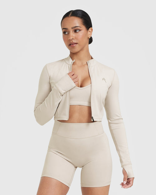 Oner Modal Timeless Crop Jacket | Sand