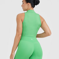 Timeless Half Zip Crop Tank | Jade
