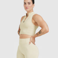 Timeless Half Zip Crop Tank | Vanilla