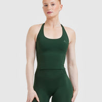 Timeless Halter Neck Mid Vest | Pine Green