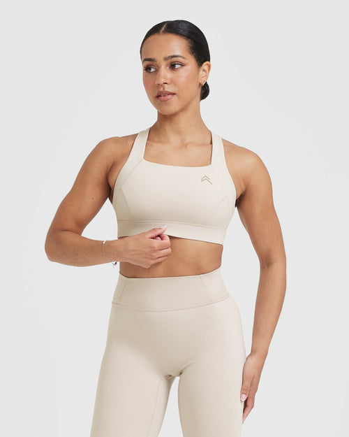 Oner Modal Timeless Wide Strap Sports Bra | Sand
