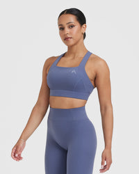 Timeless Wide Strap Sports Bra | Slate Blue
