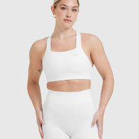 Timeless Wide Strap Sports Bra | White