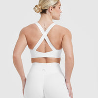Timeless Wide Strap Sports Bra | White