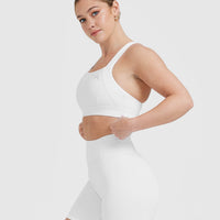 Timeless Wide Strap Sports Bra | White