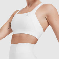 Timeless Wide Strap Sports Bra | White