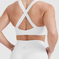 Timeless Wide Strap Sports Bra | White