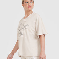 Varsity V-Neck Short Sleeve T-shirt | Sand