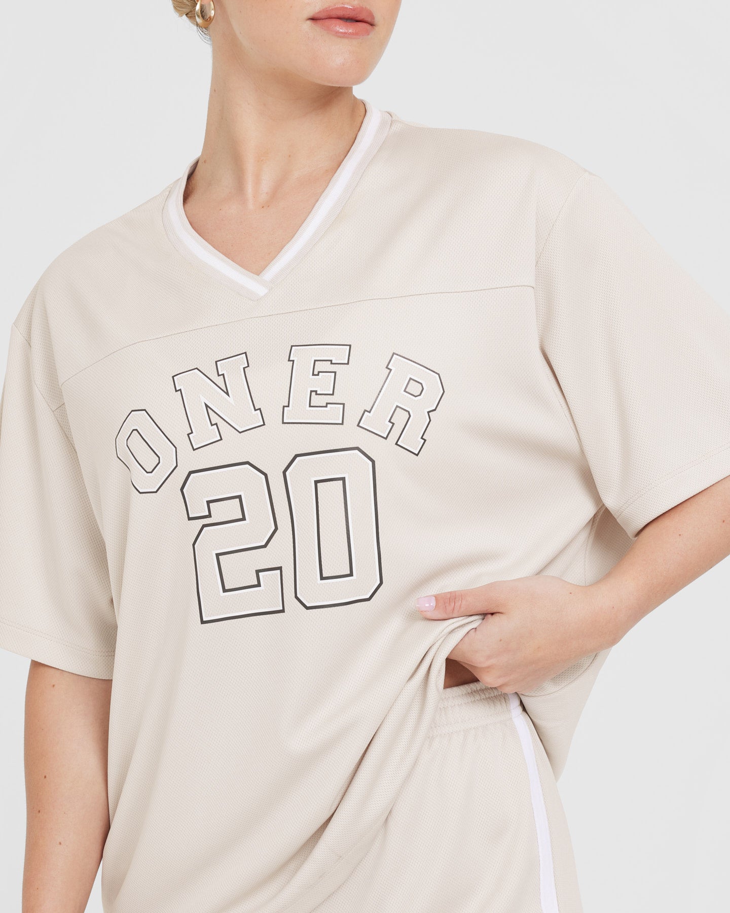 Varsity V-Neck Short Sleeve T-shirt | Sand