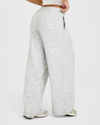 Oversized Knit Straight Leg Bottoms | Light Grey Marl