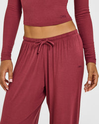 At Home Night Bottoms | Burnt Maroon Red