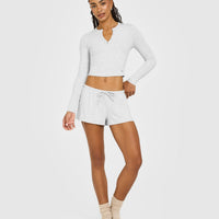 At Home Night Button Down Long Sleeve Top | Grey Marl