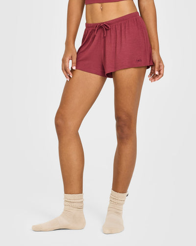 At Home Night Shorts | Burnt Maroon Red