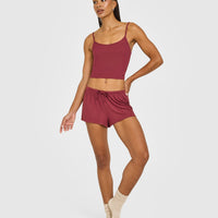 At Home Night Shorts | Burnt Maroon Red