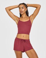 At Home Night Strappy Mid Vest | Burnt Maroon Red