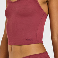 At Home Night Strappy Mid Vest | Burnt Maroon Red
