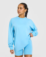 Classic Oversized Lightweight Long Sleeve Top | Arctic Blue